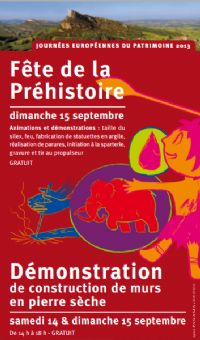 Fête de la Préhistoire, Démonstration de construction de murs en pierre sèche. Du 14 au 15 septembre 2013 à Solutré Pouilly. Saone-et-Loire. 